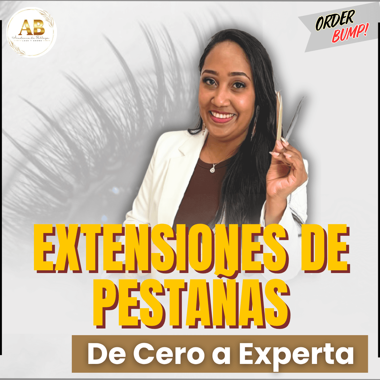 Portada oficial del curso Extensiones de Pestañas, De Cero a Experta, de Angélica Toral (Academia de Belleza)