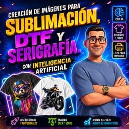Portada oficial del curso Creación de Imágenes para Sublimación, DTF y Serigrafía con IA — Johan Torres